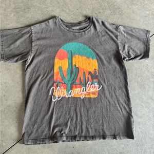 Wrangler Gray Short Sleeve Tee with Desert Cactus Graphic